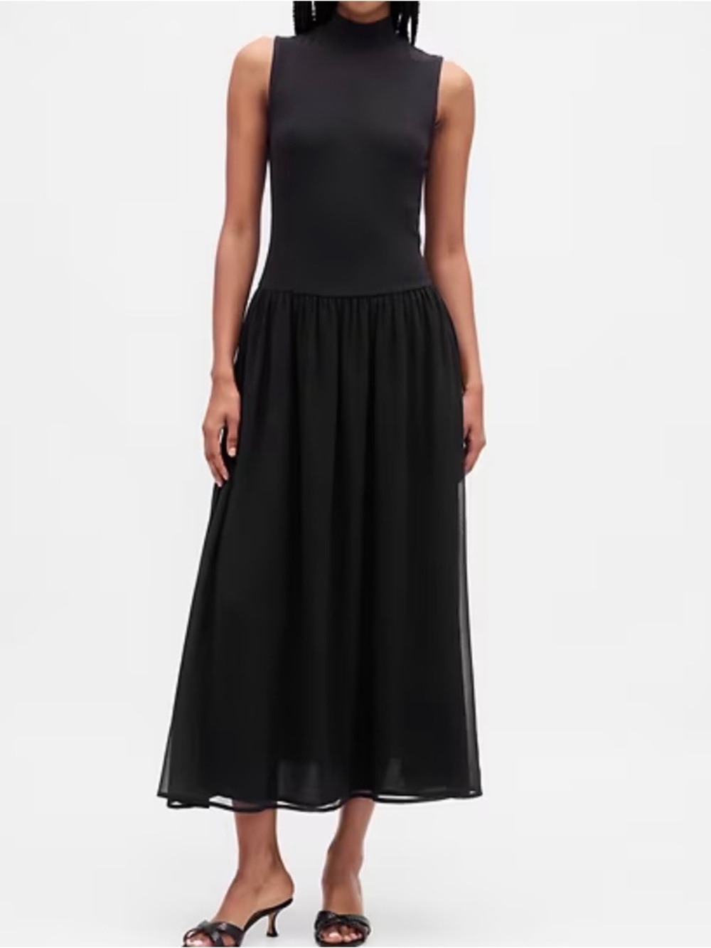 GAP Black Sleeveless Midi Skirt Dress